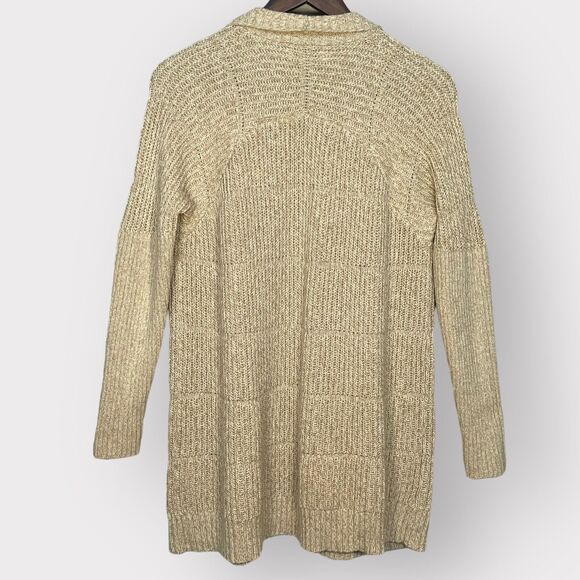 Lucky Brand Open Cardigan Women 1X Beige Knit Raglan Long Sleeve Pockets Q17 - Picture 9 of 16